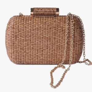 NIB Rattan Straw Crossbody Shoulder Clutch Bag Purse Handbag